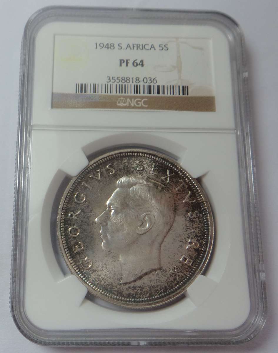 1948 SA Union Crown (5/-) NGC PF64