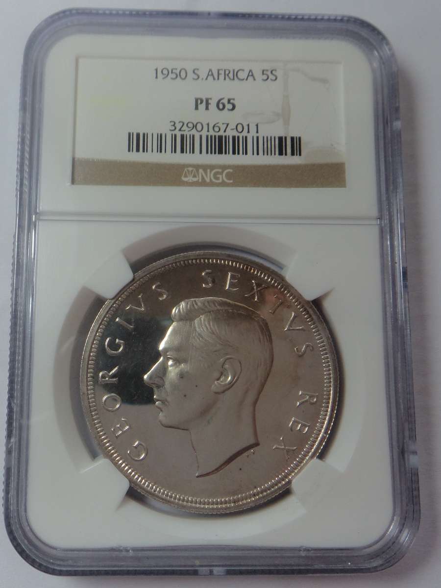 1950 SA Union Crown (5/-) NGC PF65