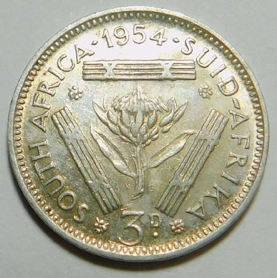 1954 Silver SA Tickey (Lustrous High Grade)