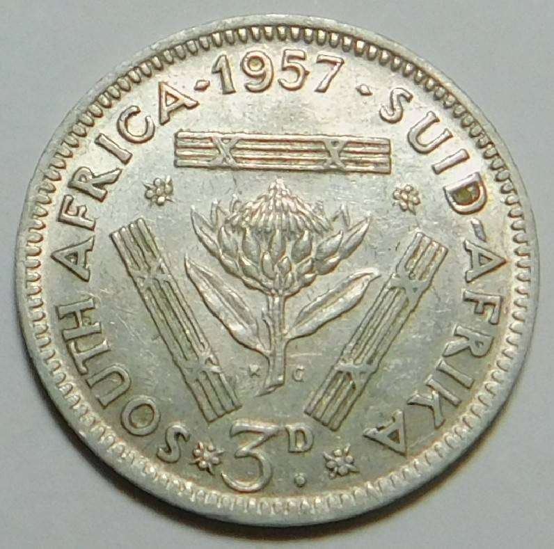 1957 Silver SA Tickey (Lustrous High Grade)
