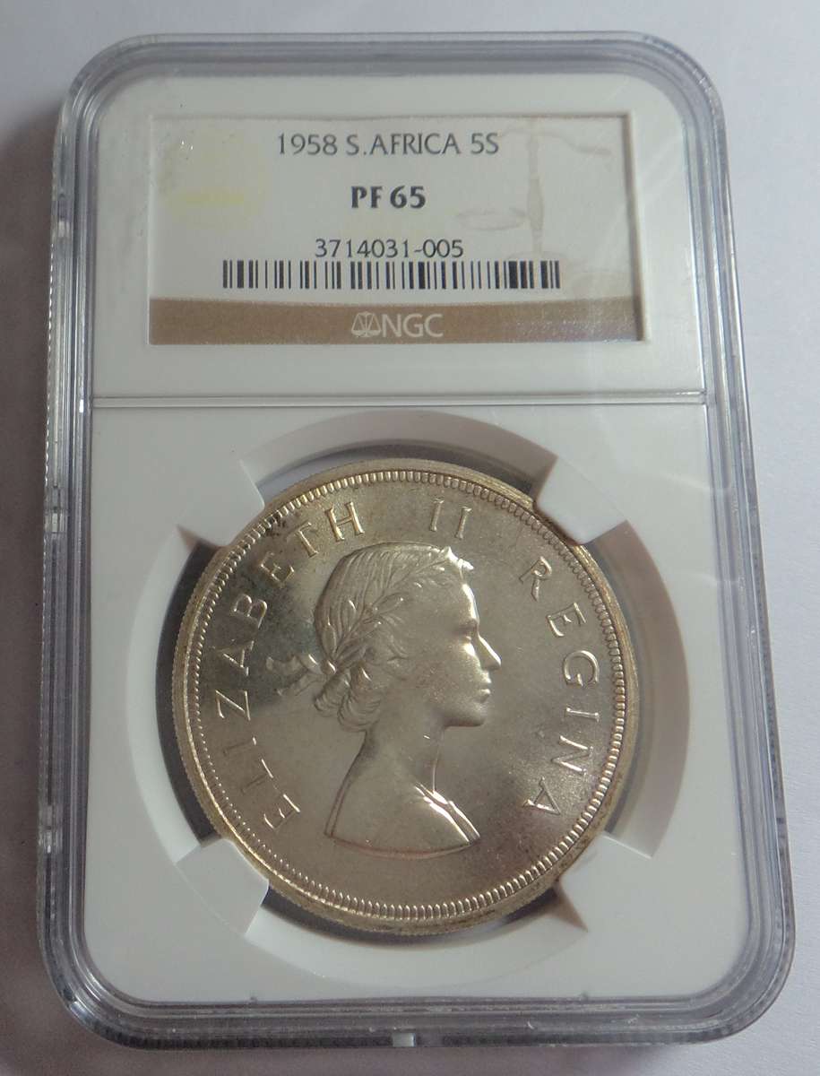 1958 SA Union Crown (5/-) NGC PF65