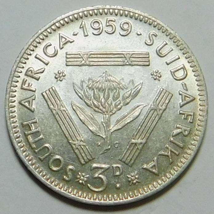 1959 Silver SA Tickey (Lustrous High Grade)