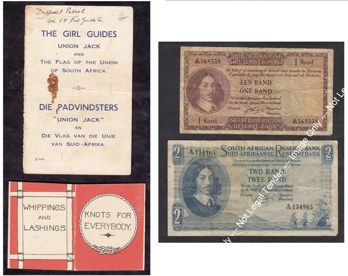 Union of SA: Cape Town Girl Guides items & 2 Banknotes of 1962