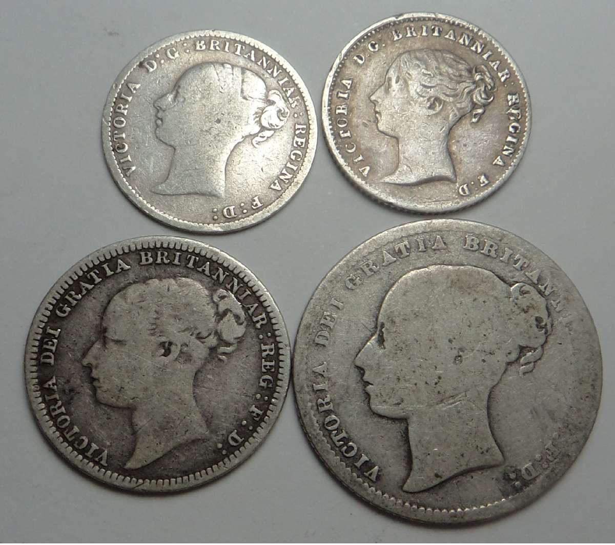 Victorian Silver Type Set (3d, 4d, 6d & 1/-)