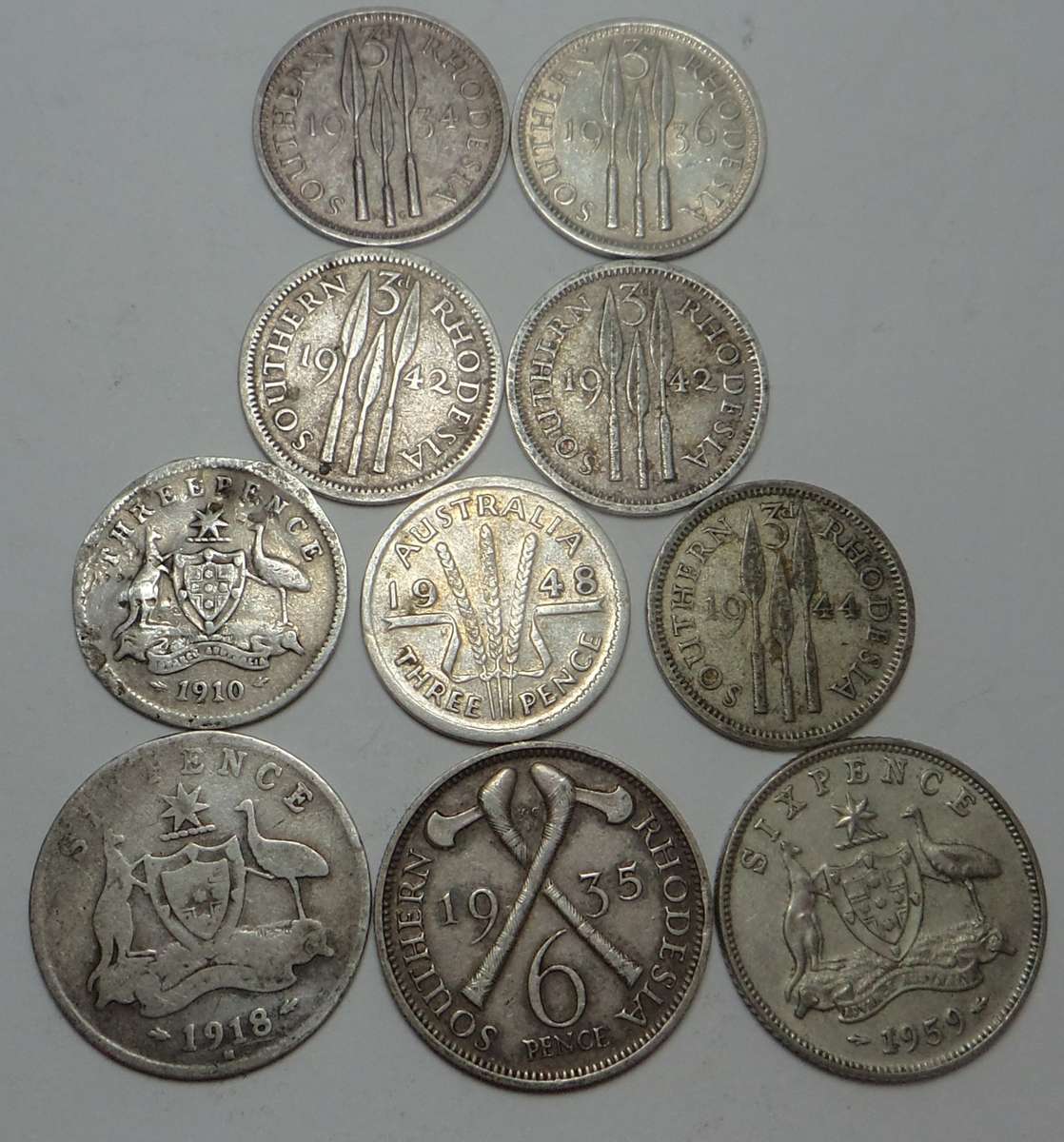 Collection of Silver Coins of Australia & Southern Rhodesia