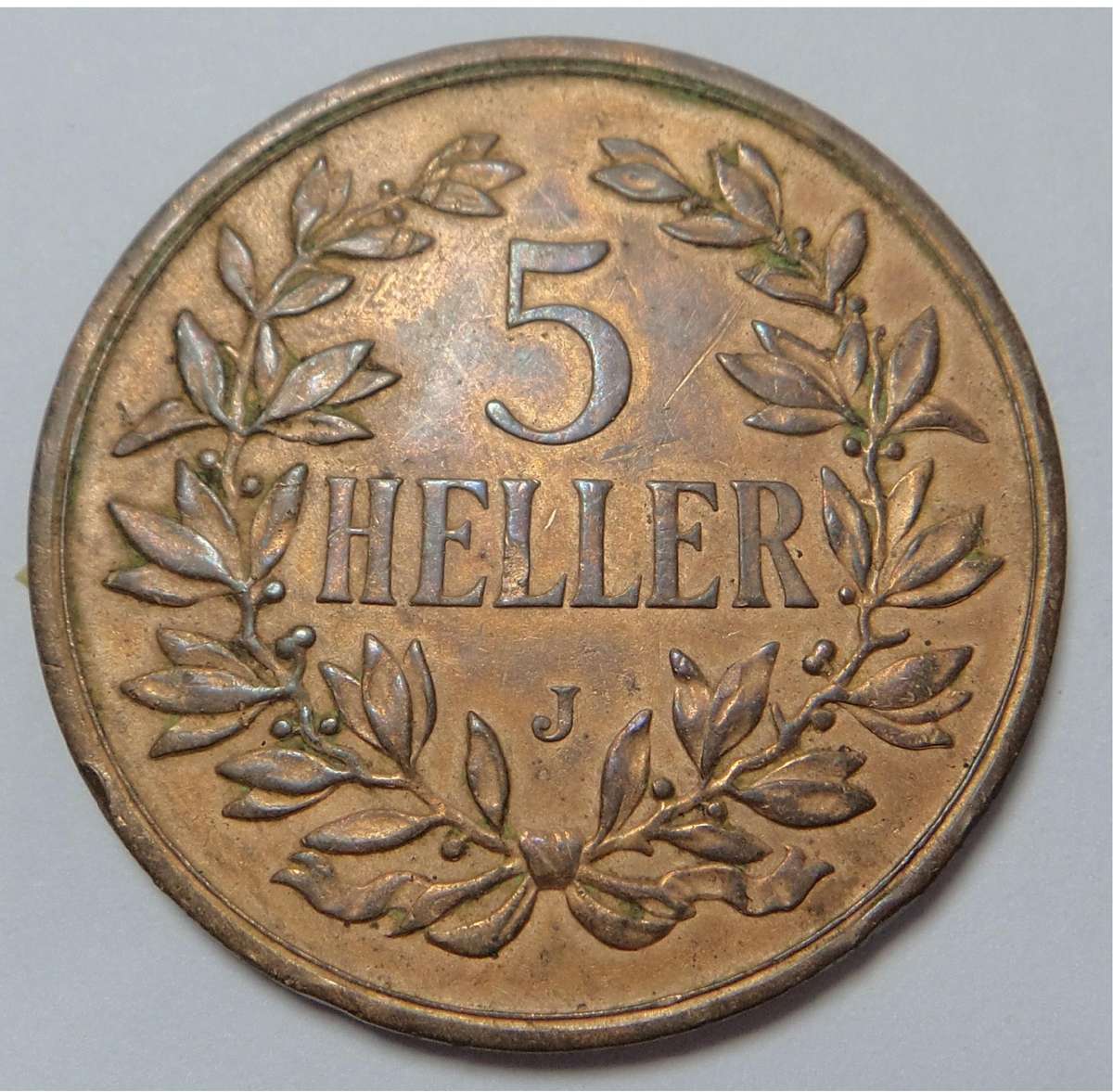 German East Africa: 5 Heller 1908 J