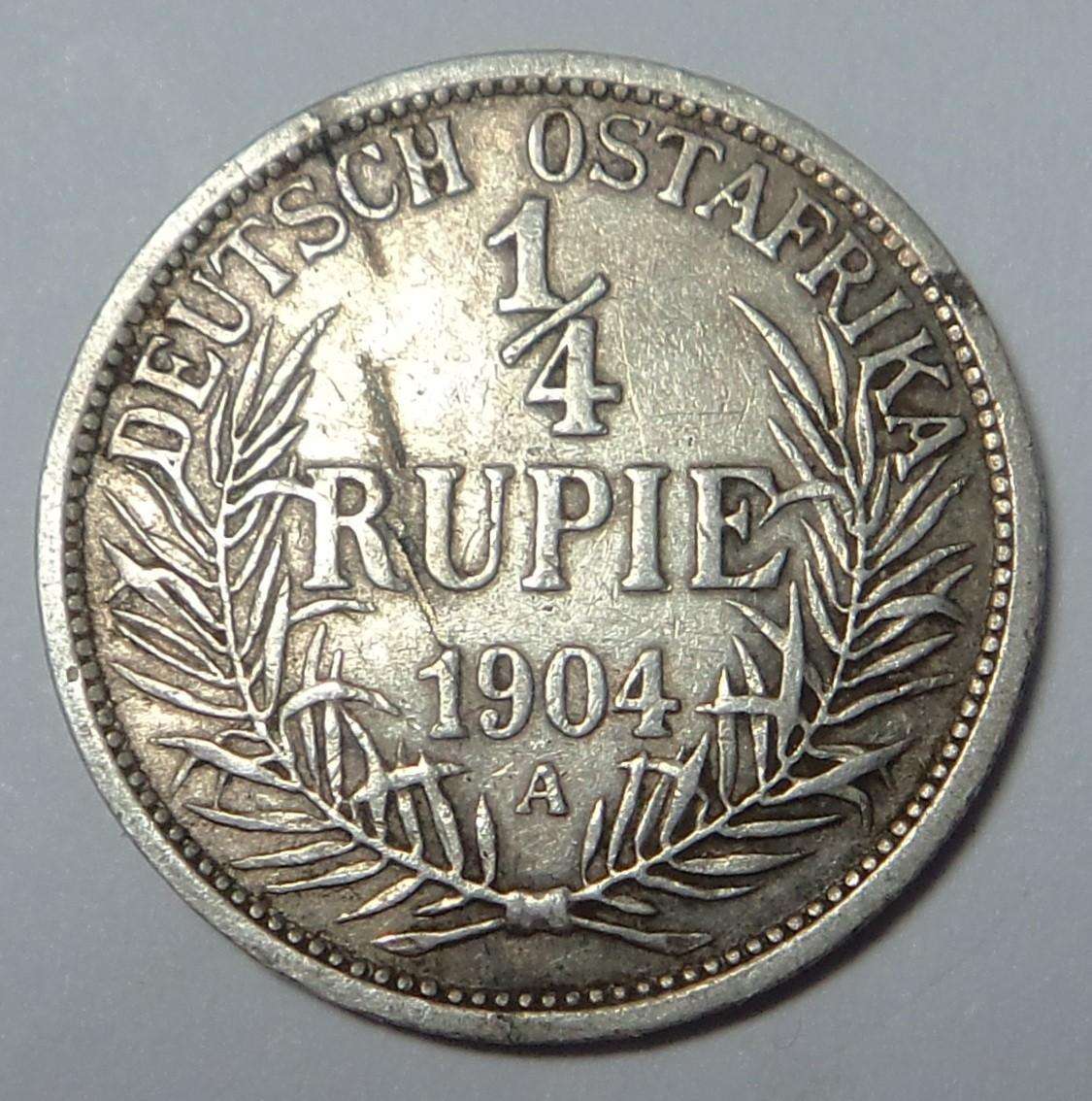 German East Africa:  ¼ Rupie 1904 A
