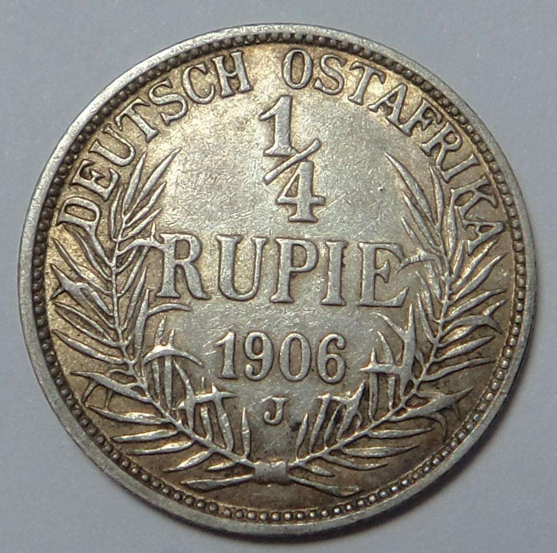 German East Africa:  ¼ Rupie 1906 J (Very Scarce)