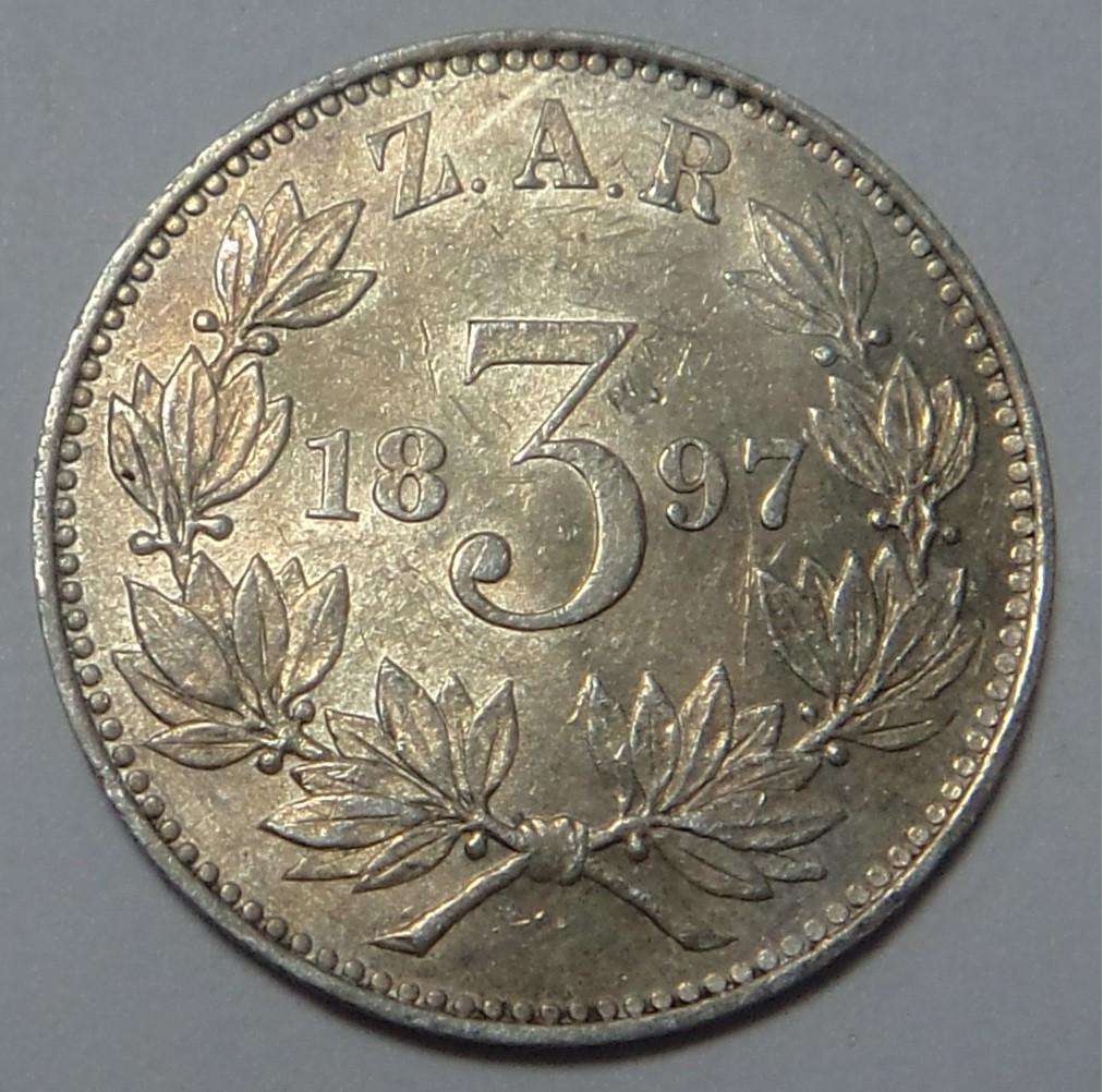 Paul Kruger ZAR 3-Pence 1897