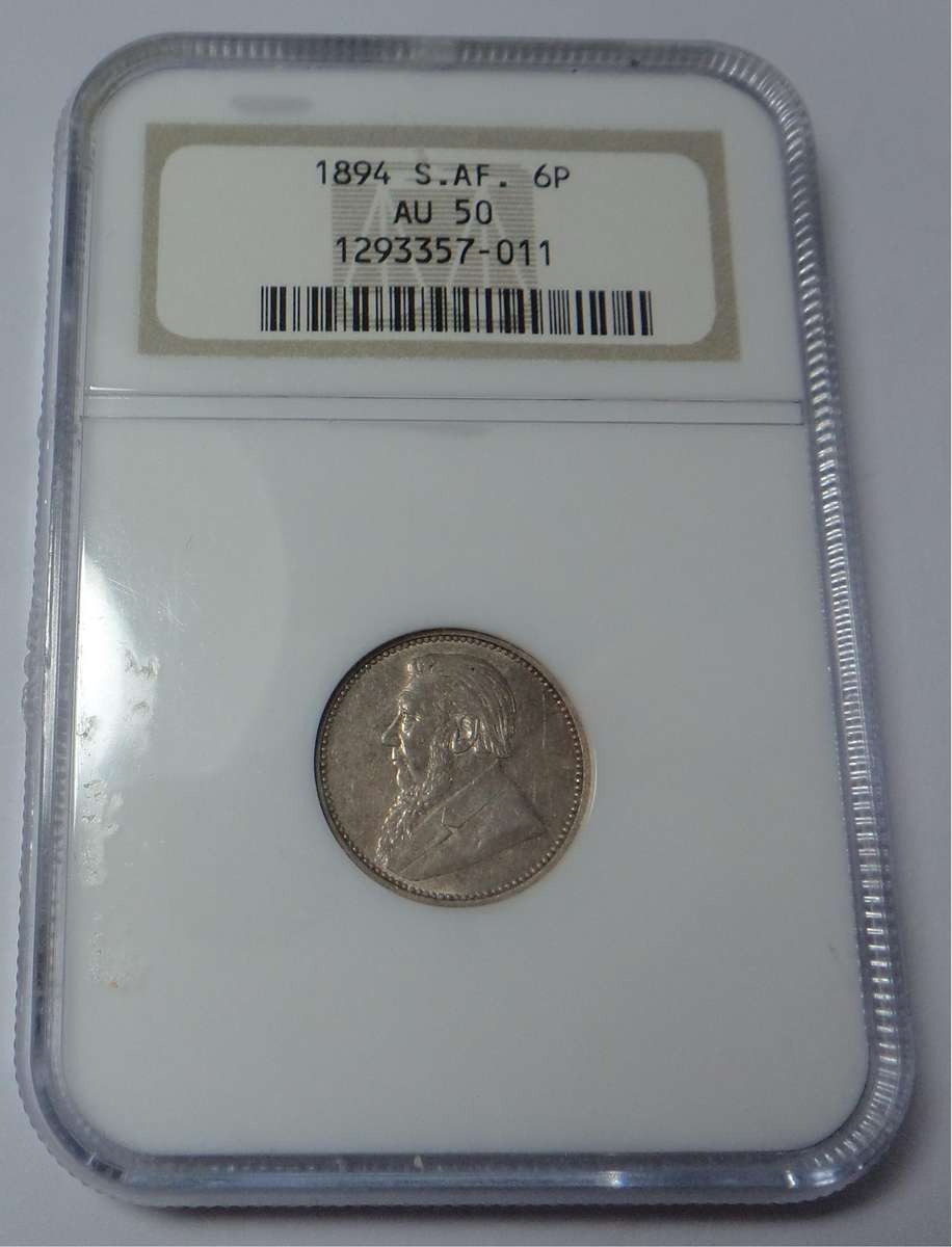 Paul Kruger ZAR 6-Pence 1894 (NGC AU50)