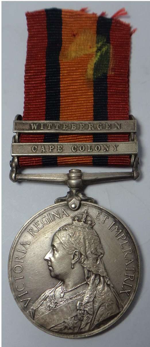 Queen's Medal to 587 Sergt. Maj. W.A. Blake. Queenstown R.V.