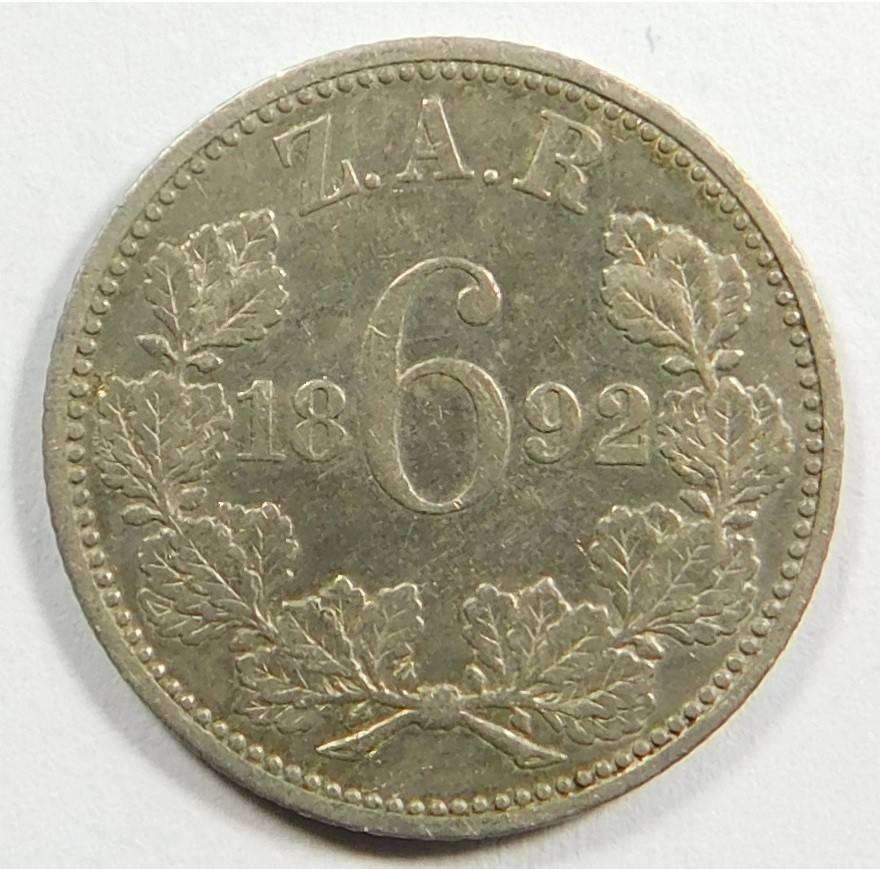 Paul Kruger ZAR Sixpence 1892