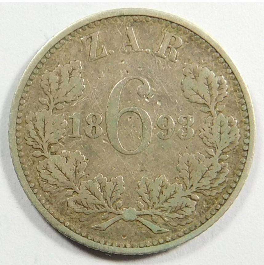 Paul Kruger ZAR Sixpence 1893