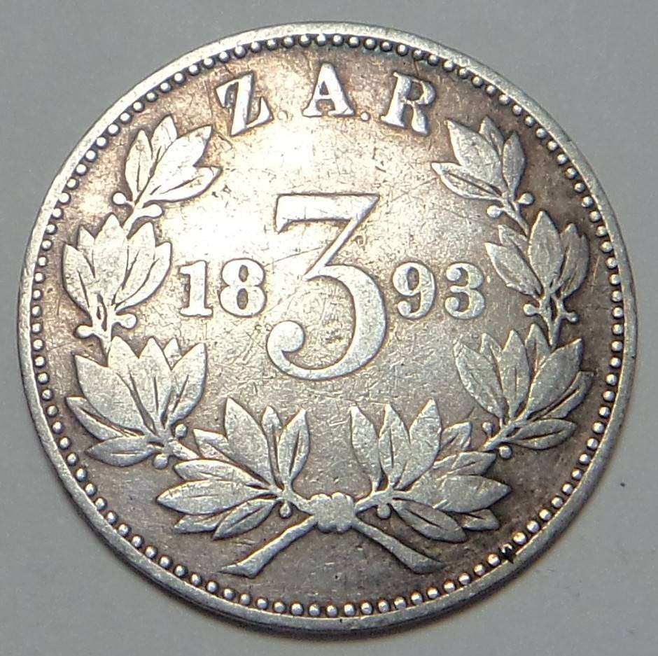 Paul Kruger ZAR 3-Pence 1893
