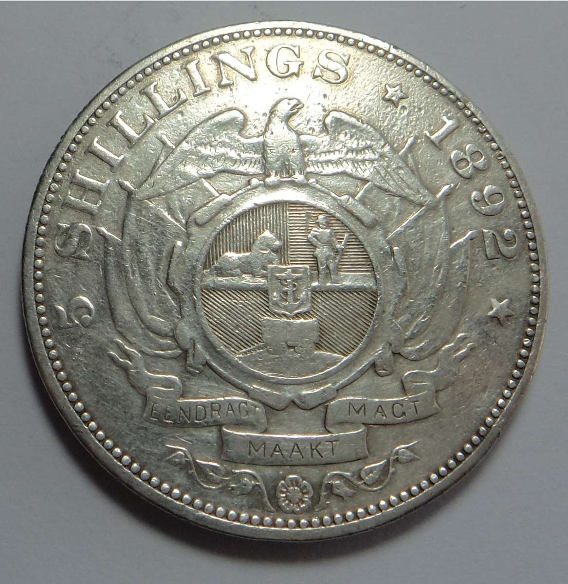 Paul Kruger ZAR Crown (5/-) 1892 (Single Shaft)