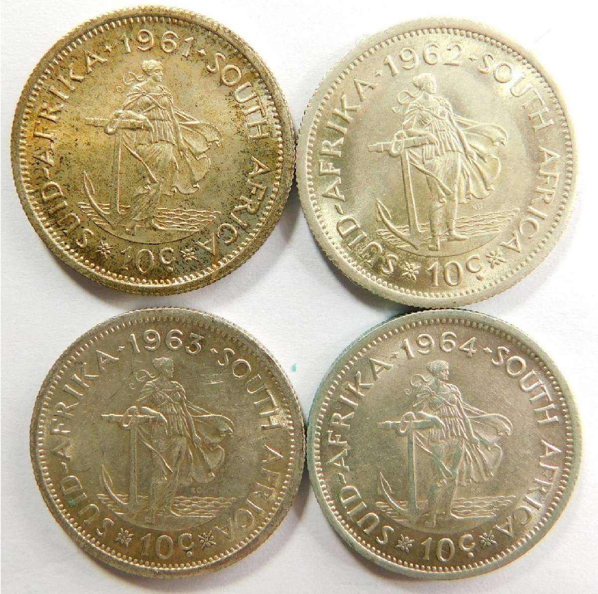 RSA First Decimal Silver Set: Silver 10c 1961-1964 (2 sets available)