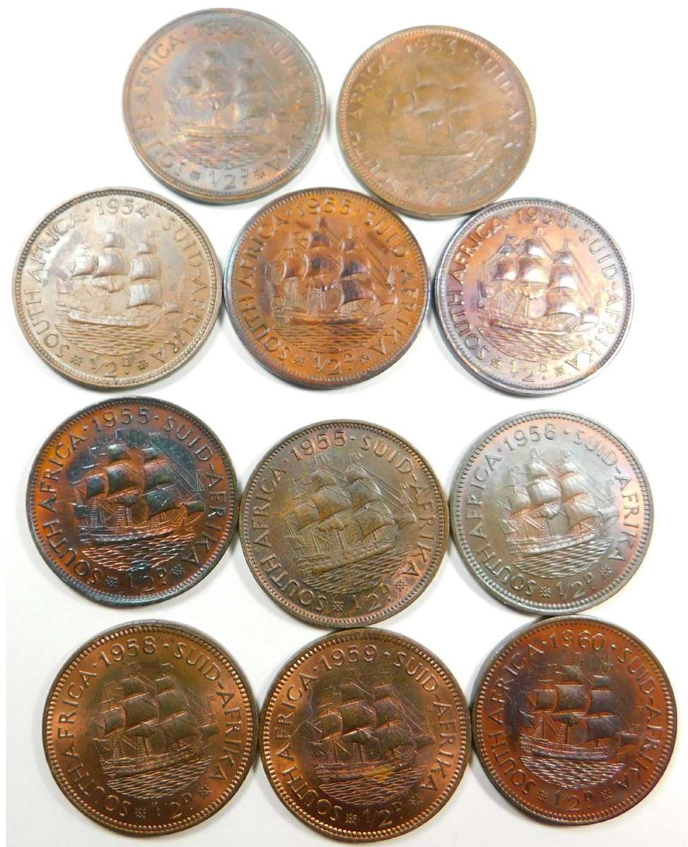 Union of S.A.: 11 x Half Pennies (1952-1960)