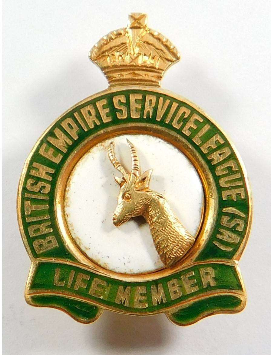South African Legion B.E.S.L. 15ct GOLD Pin-Badge