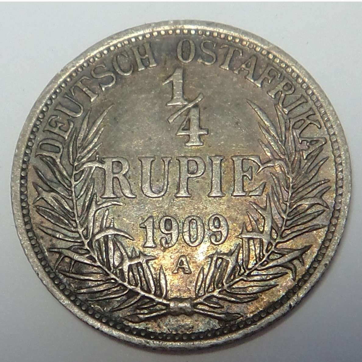 German East Africa: Quarter Rupie 1909 (A)