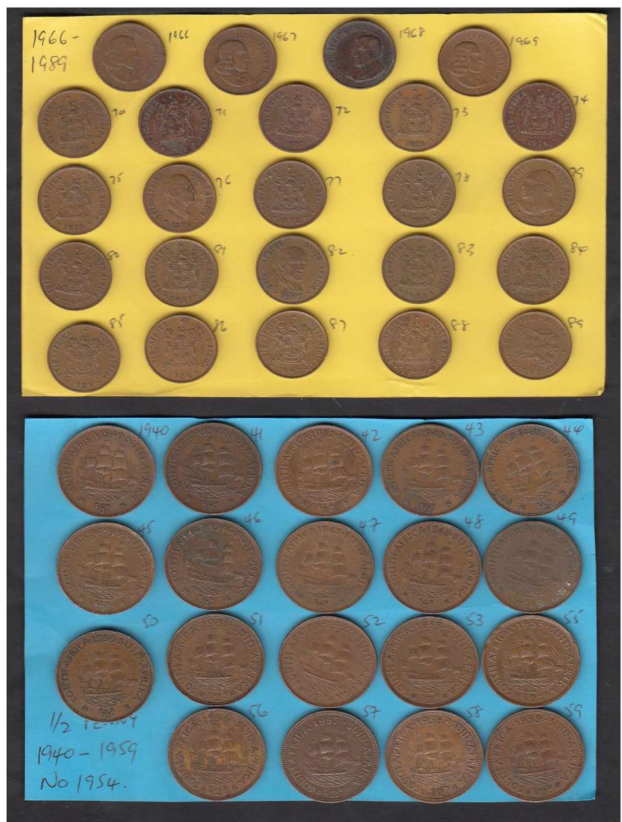SA Half Penny (1940-1959) & Cent (1966-1989) Collections