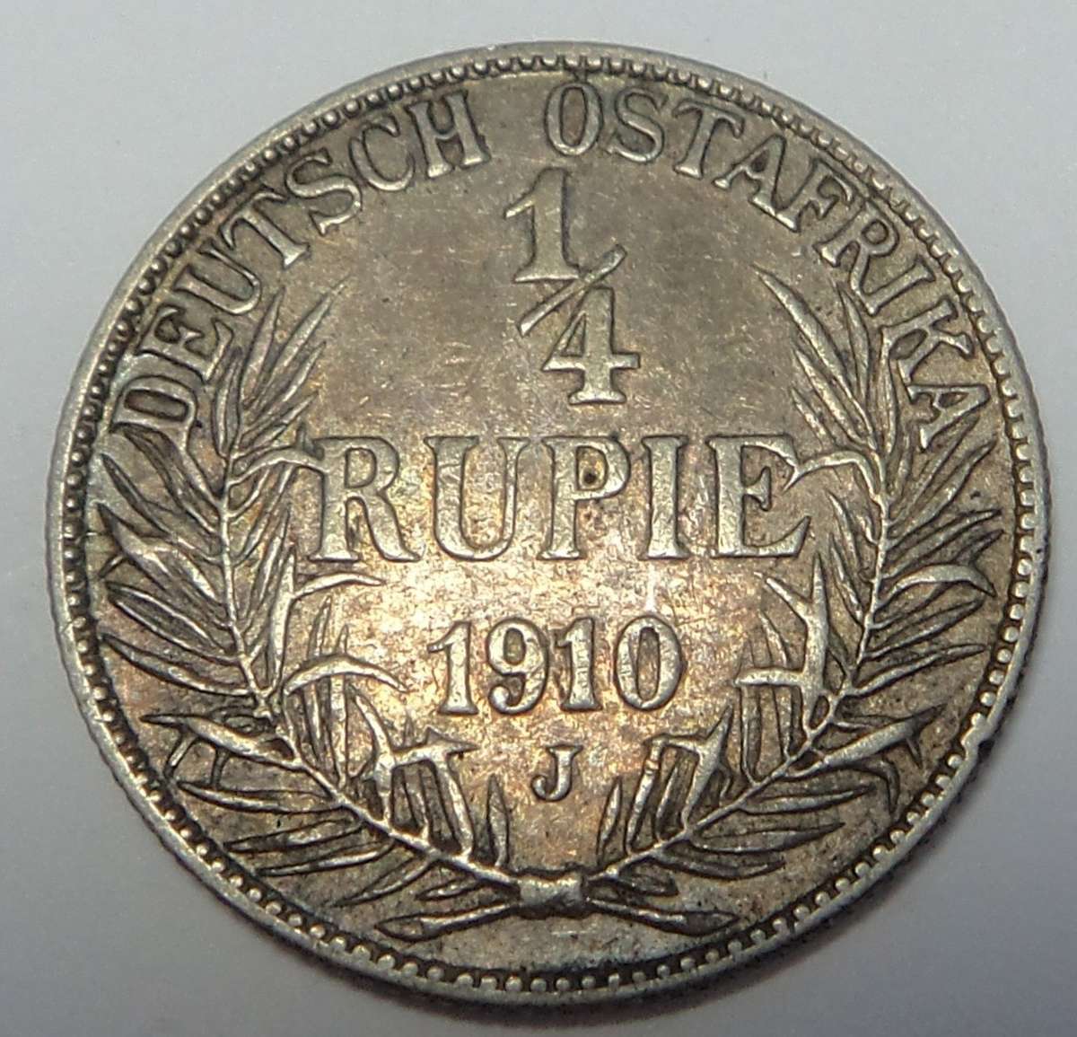 German East Africa: Quarter Rupie 1910 (J)