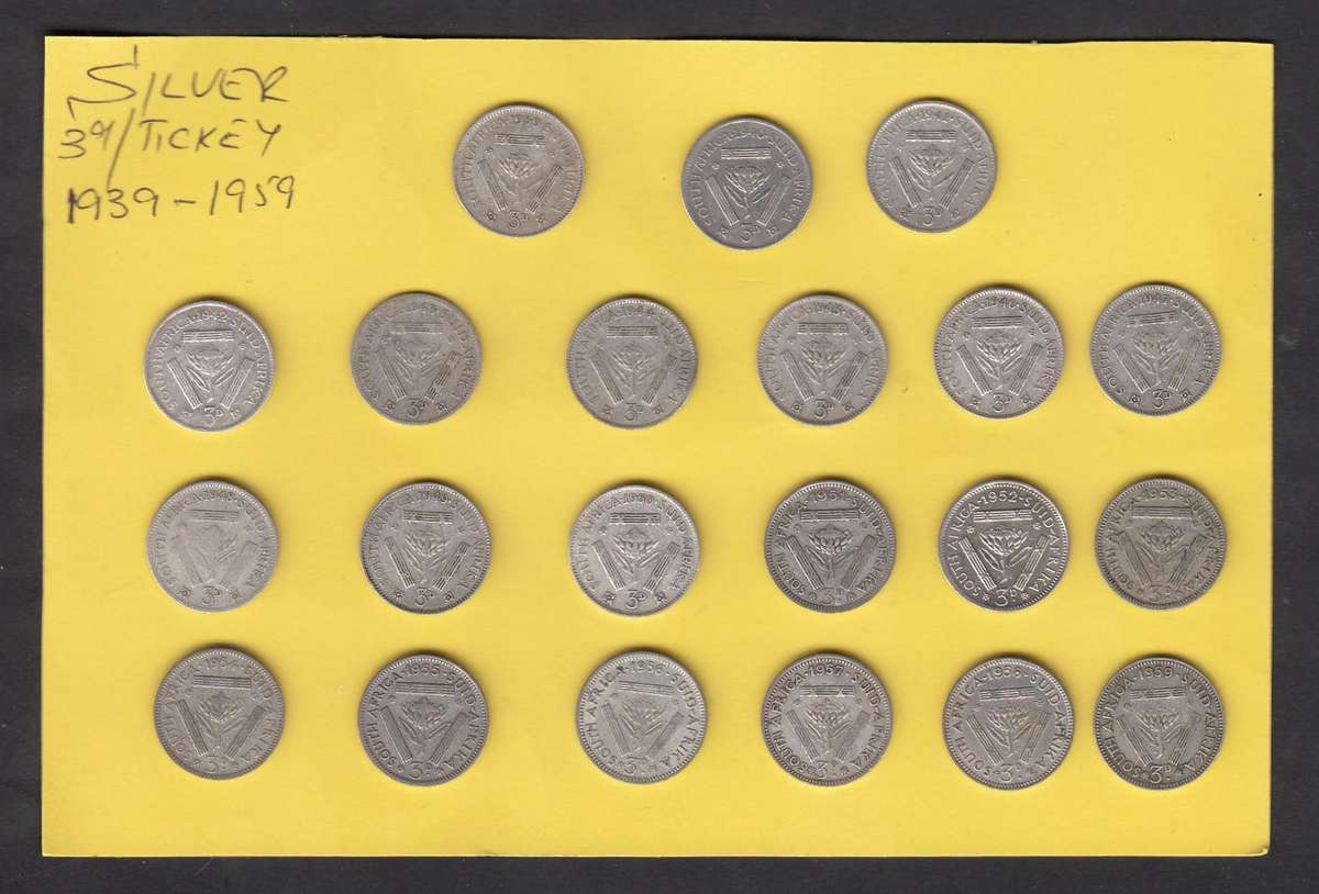 SA Silver Tickey Collection 1939 to 1959 Complete
