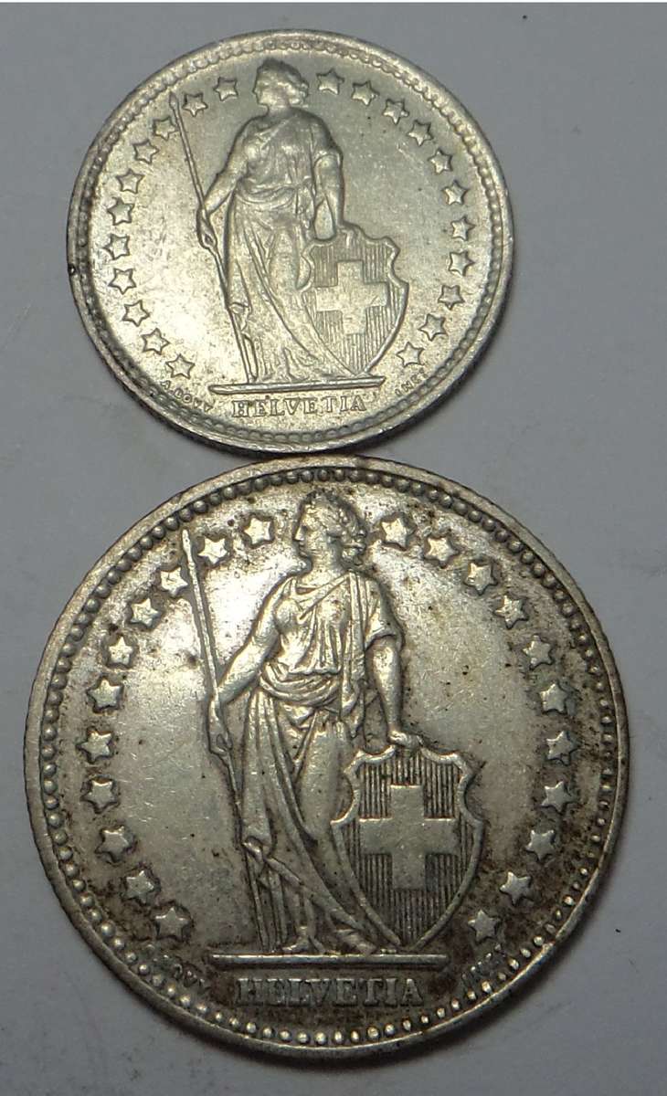Switzerland: Silver ½ Franc (1959) & 1 Franc (1956)