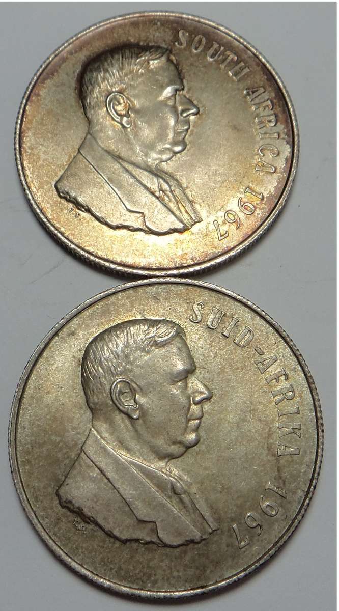 Republic of South Africa: Silver R1 1967 (Eng. & Afr.)