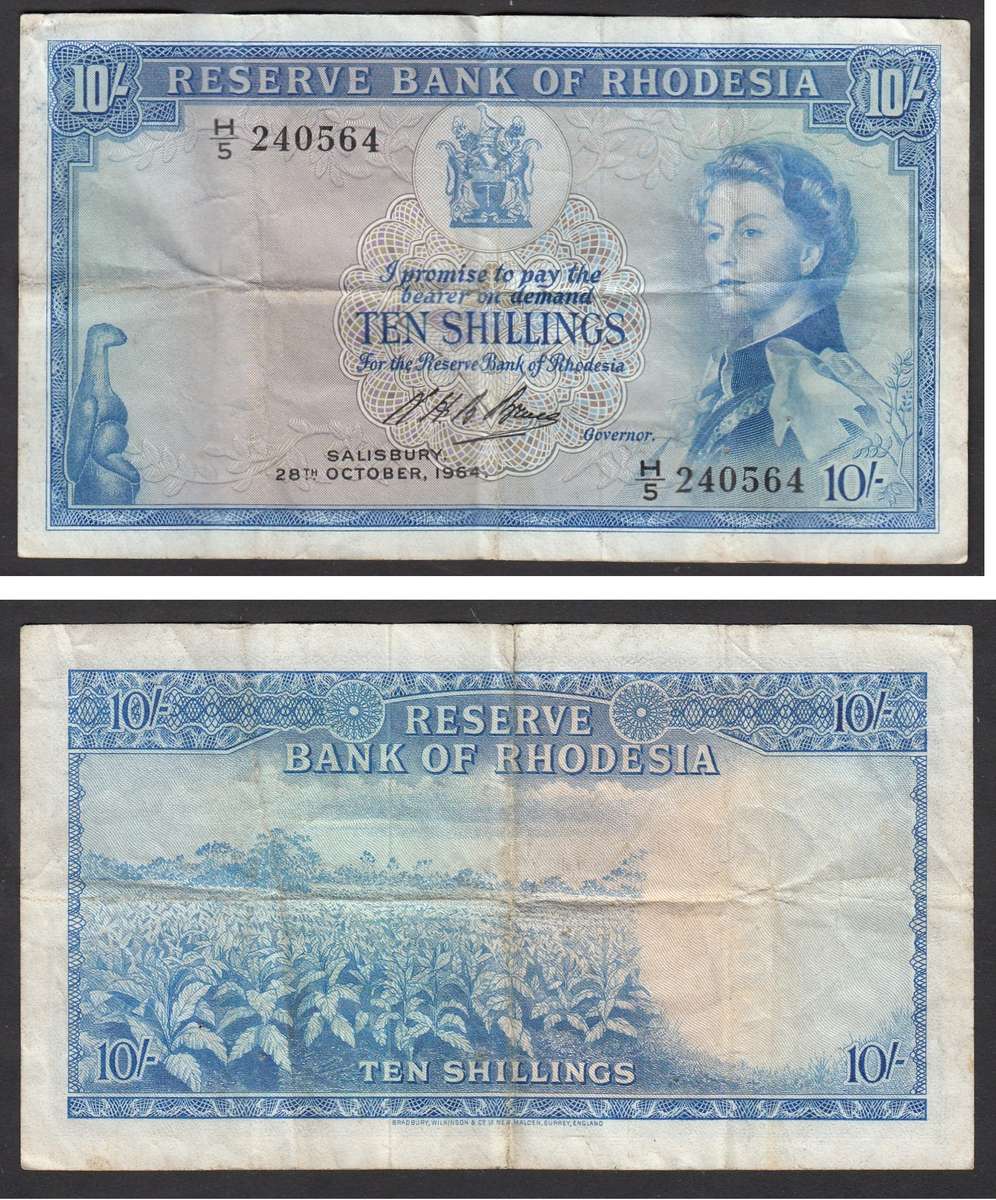 Southern Rhodesia: 10-Shillings (10/-) 28 October 1964