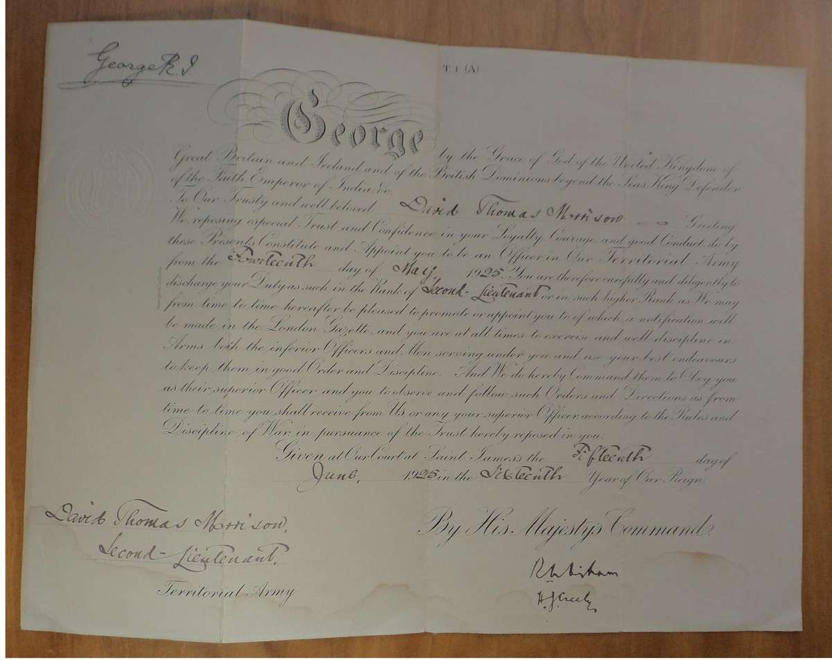 Officers Commission to DT Morrison 14 May 1925