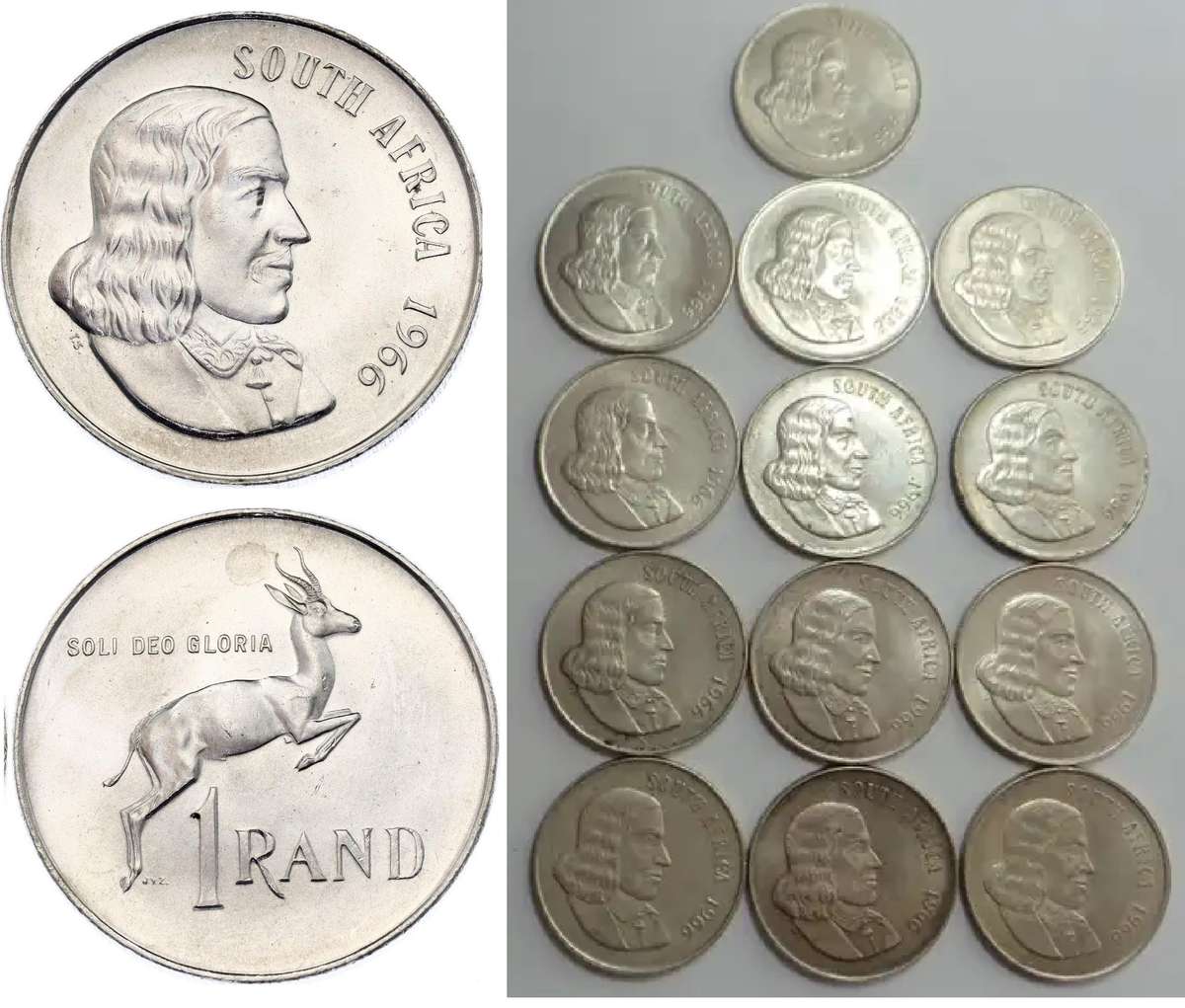 Collection of 13 x Silver SA R1s (1966) One Bid takes All