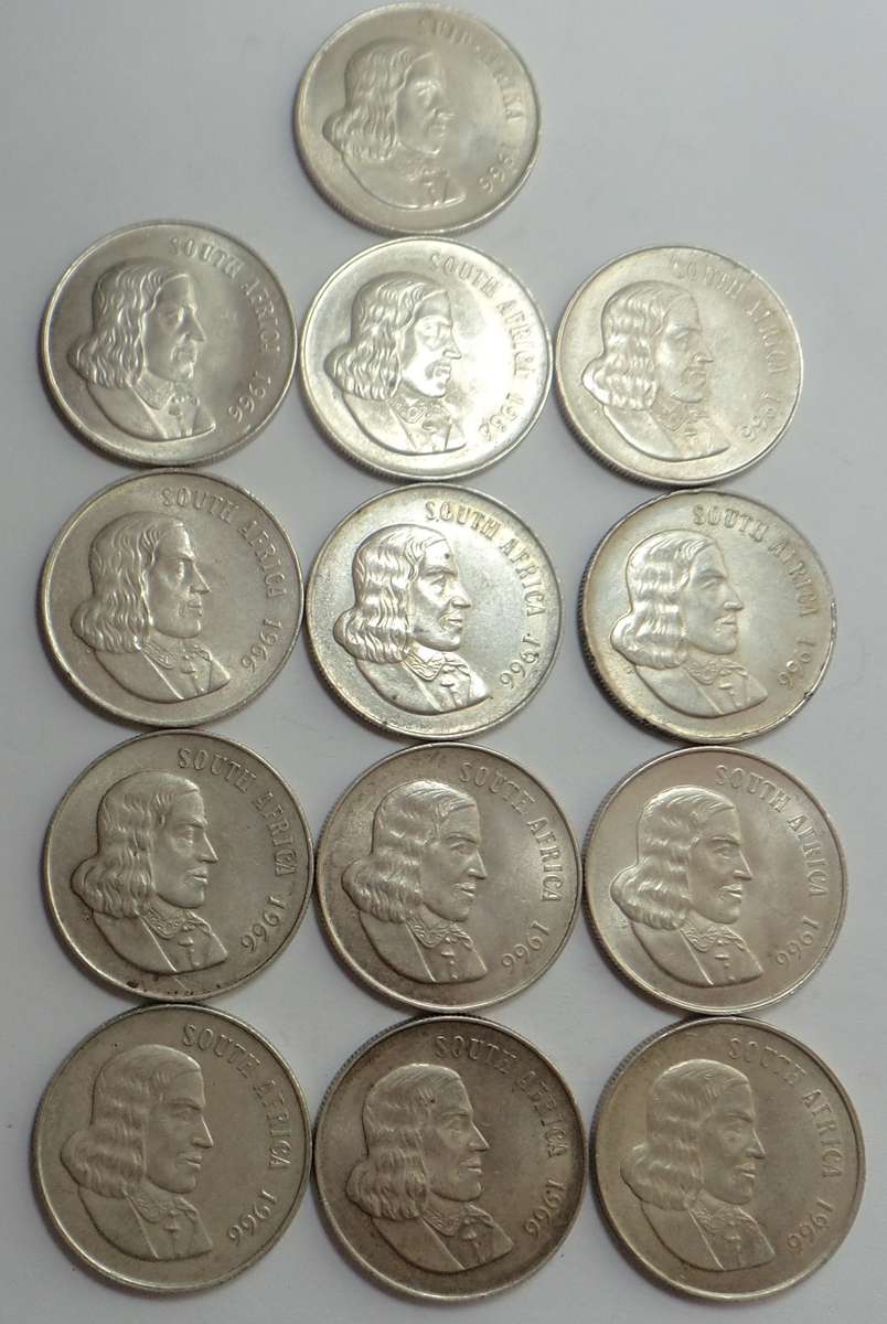 Collection of 13 x Silver SA R1s (1966) Bid per coin to take all