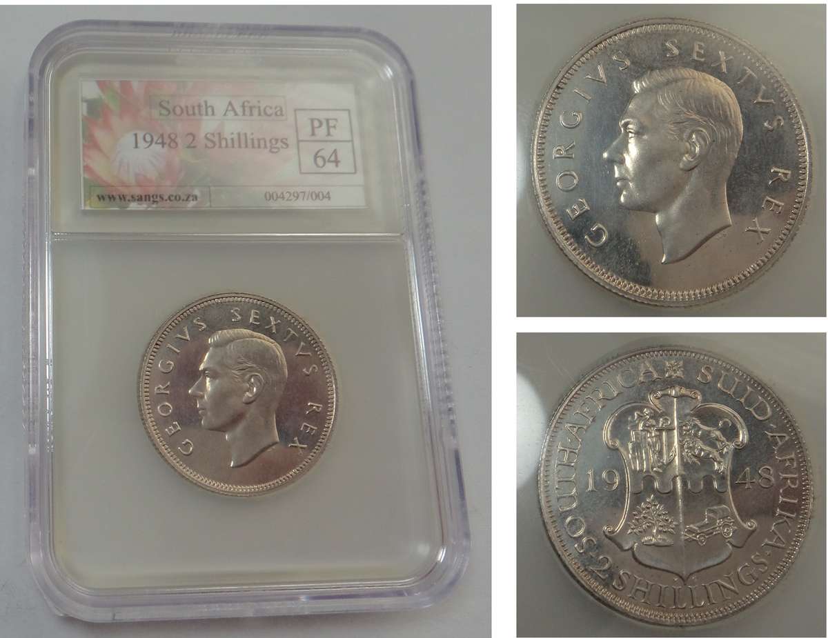 Union of SA Proof 2-Shillings of 1948: Sangs PF 64