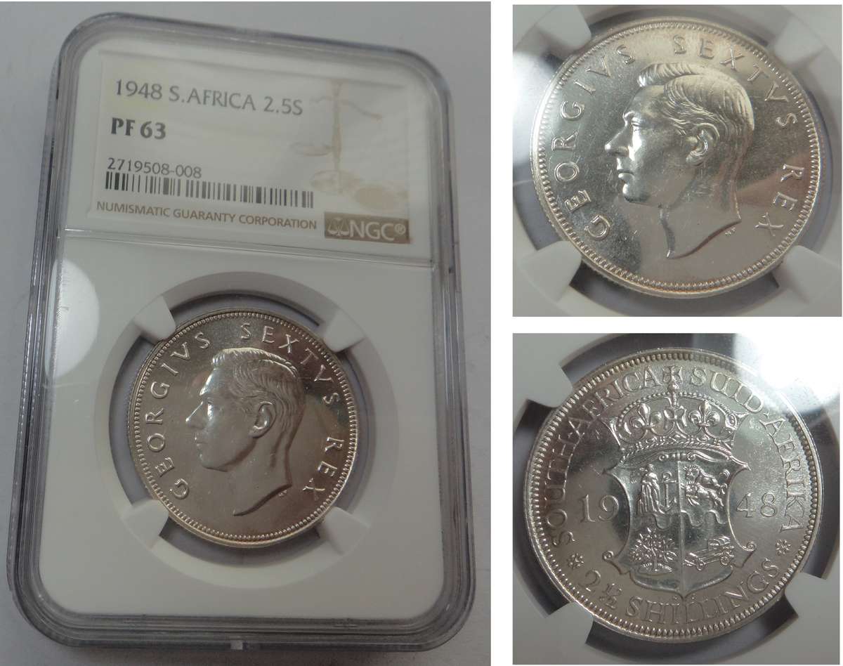 Union of SA: Half-crown of 1948: NGC PF 63