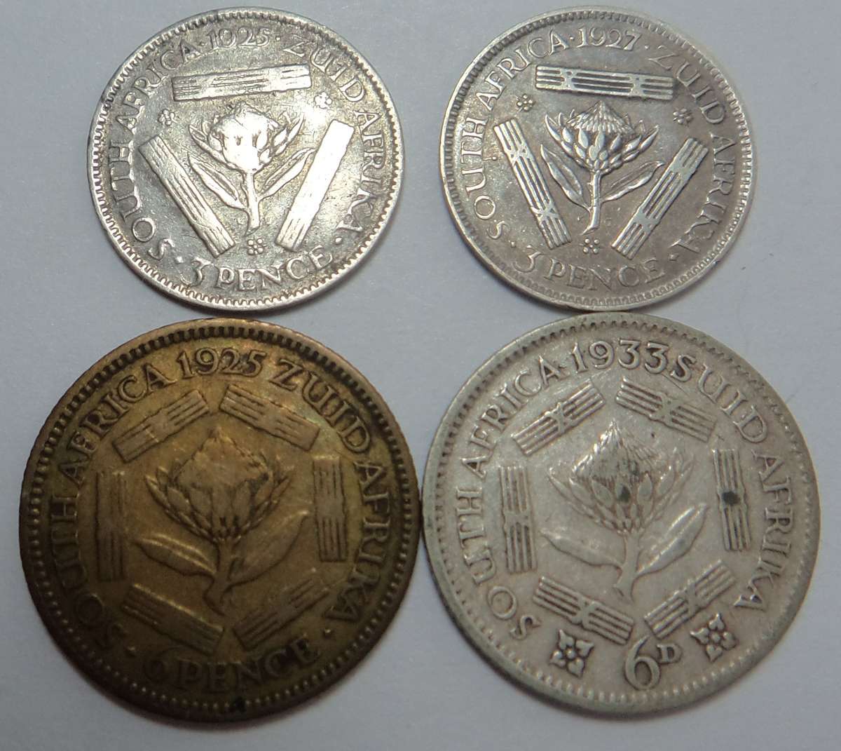 Union of SA: 3d (1925 & 1927) & 6d (1925 & 1933)
