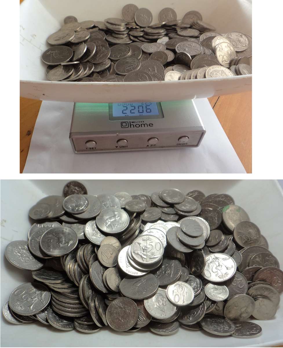 Over 2.2 Kilograms of SA Nickel coins (Only for Private Pickup)