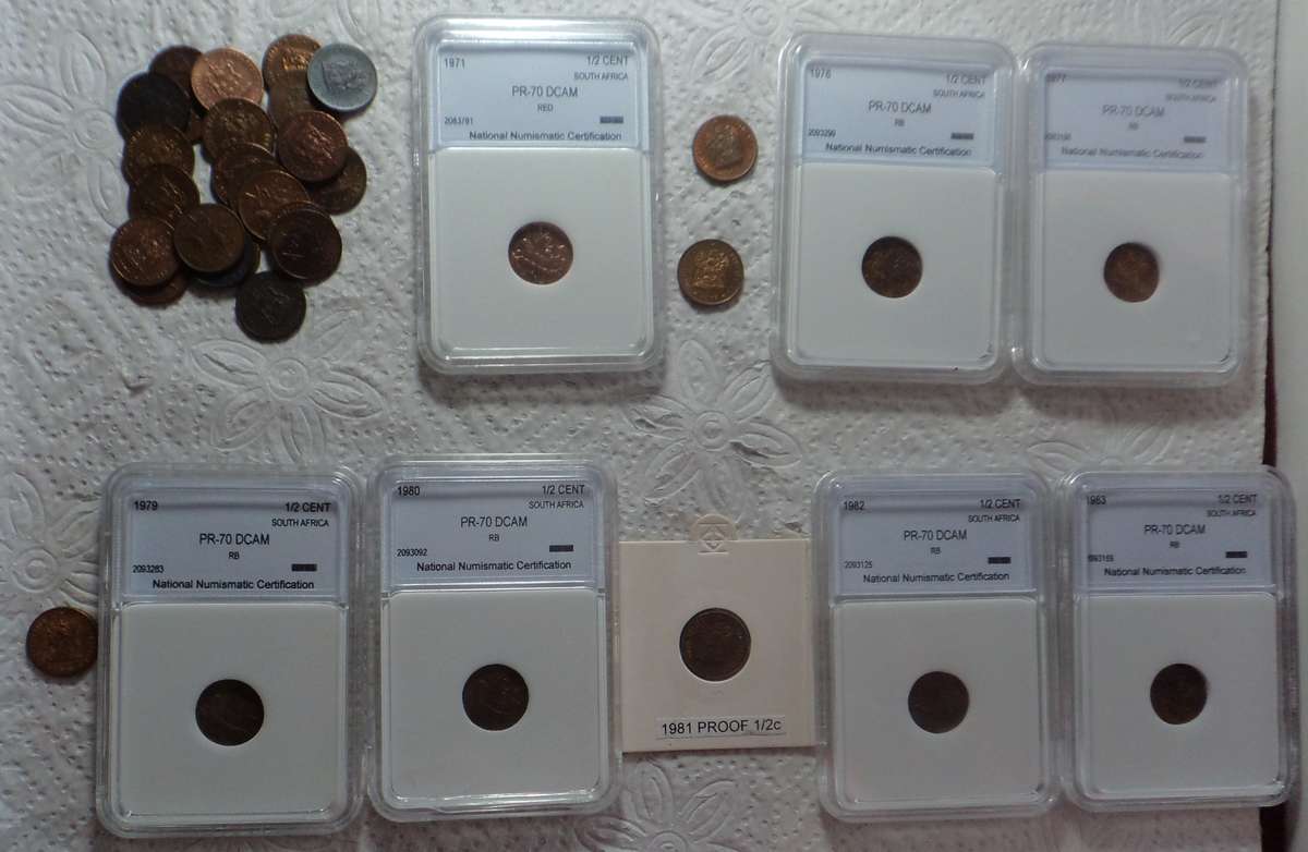 Collection of South African 2nd Decimal Half Cent Pieces