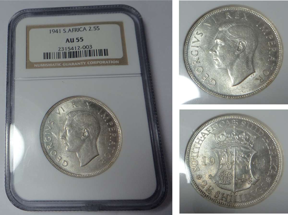 Union of SA Half Crown 1941: NGC AU 55