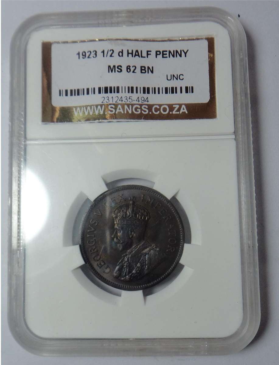 Union of SA ½ Penny 1923. Sangs MS62