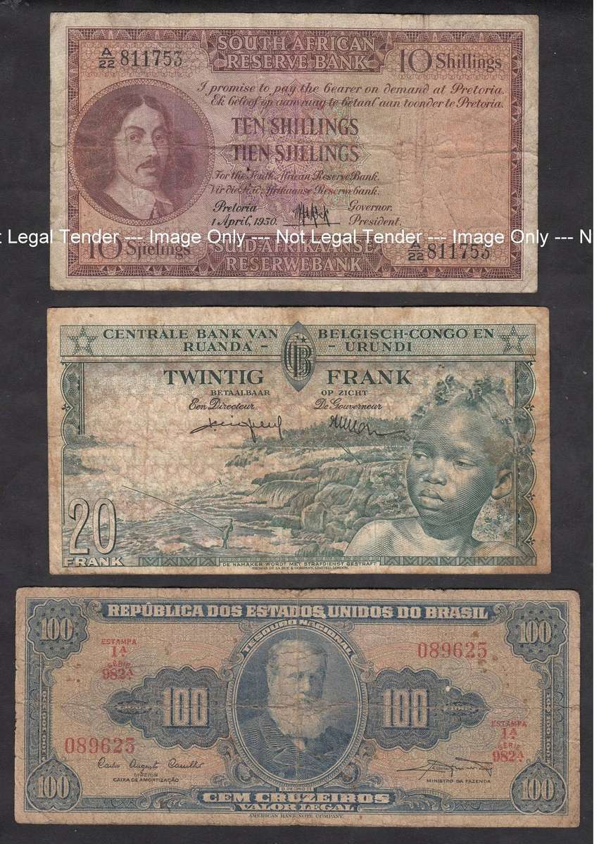 Three old Bank Notes of the 1950s