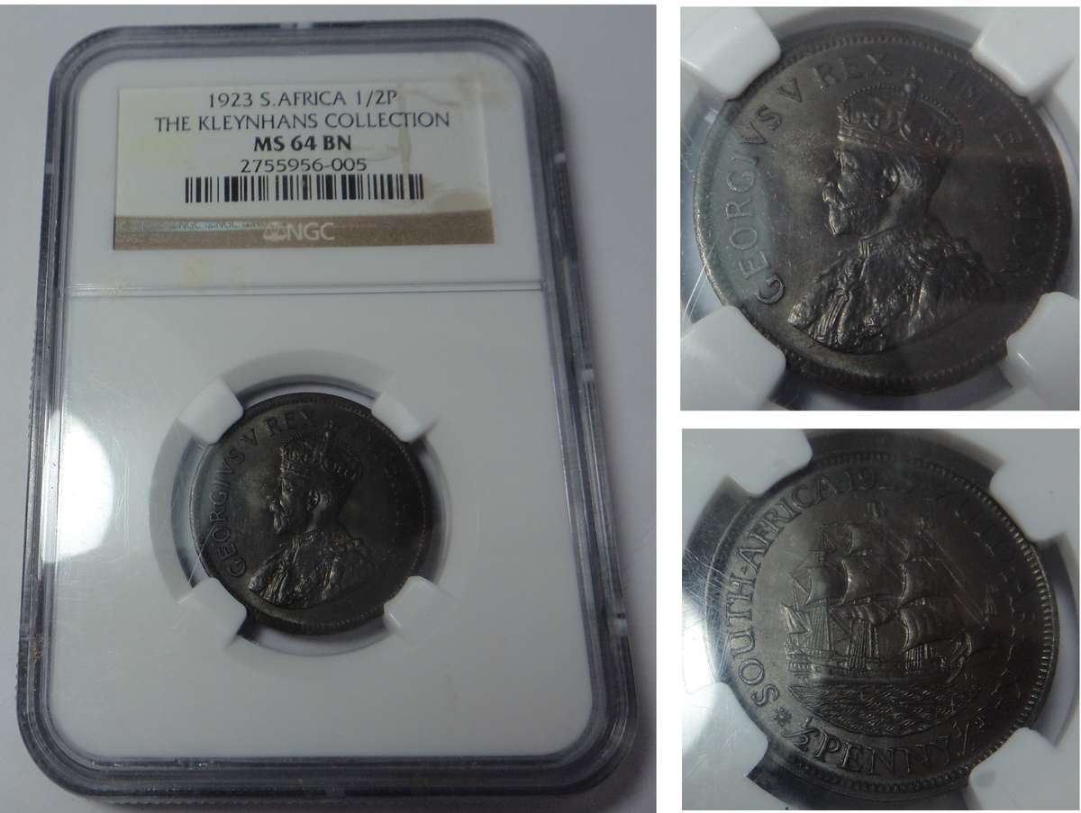 Union of SA Half Penny 1923: NGC MS64 BN