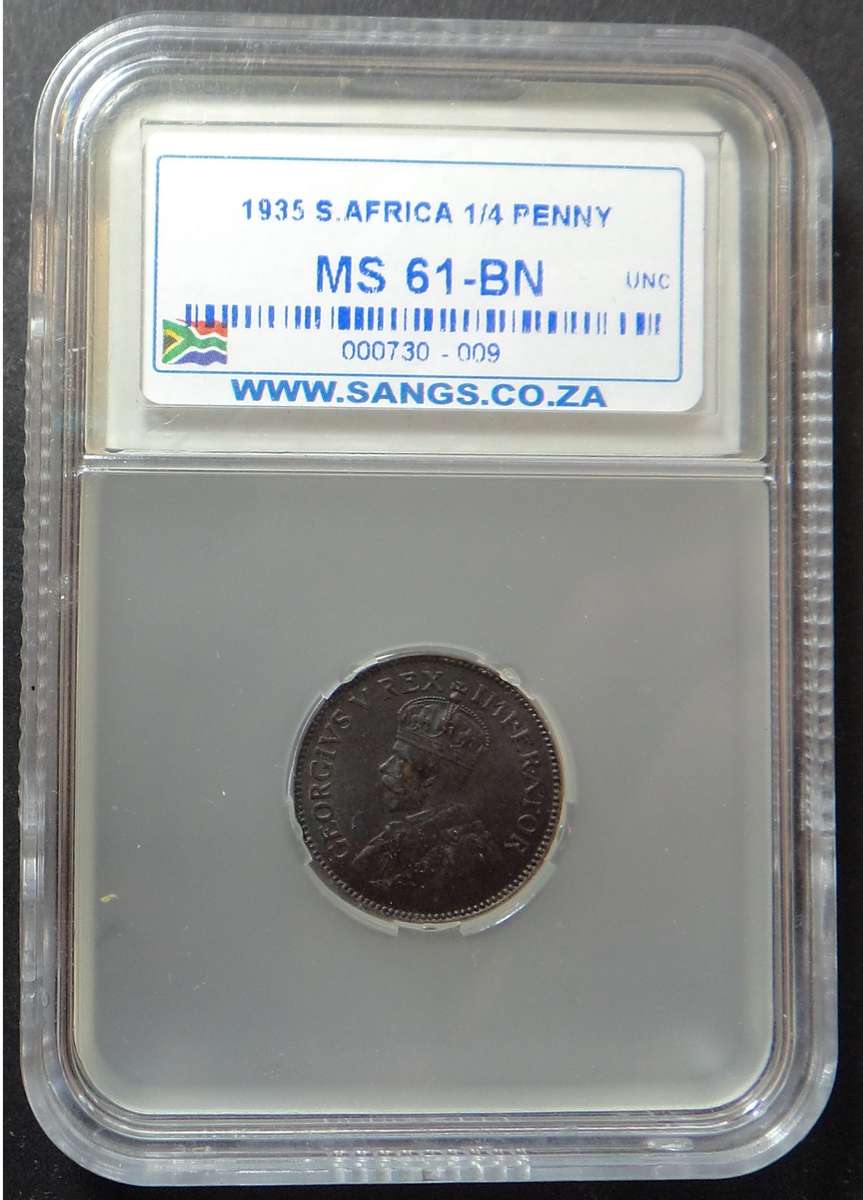 Union of SA: Farthing 1935: Sangs MS61 BN