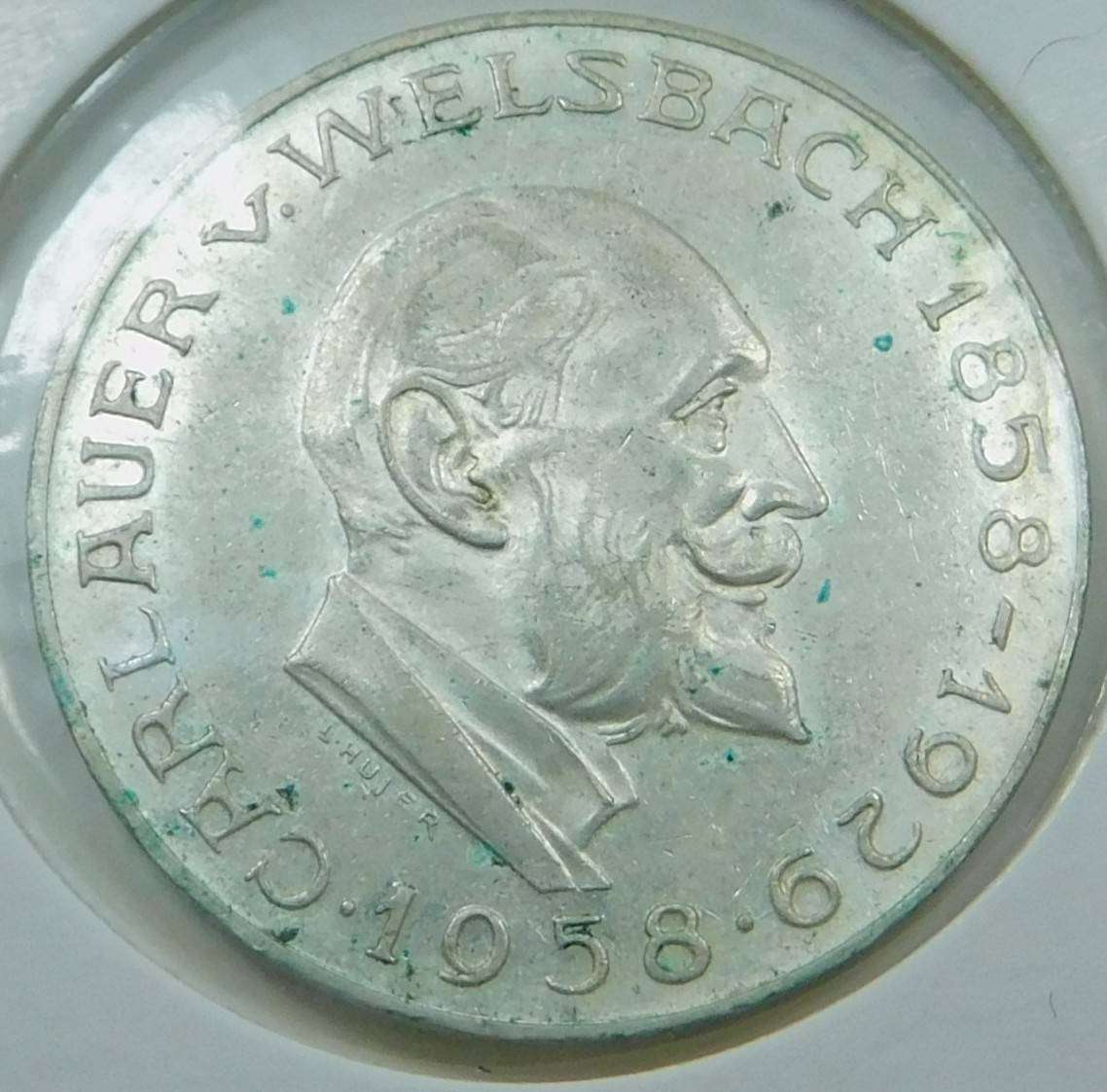 Austria: Silver 25-Schilling 1958 (Carl Auer von Welsbach)
