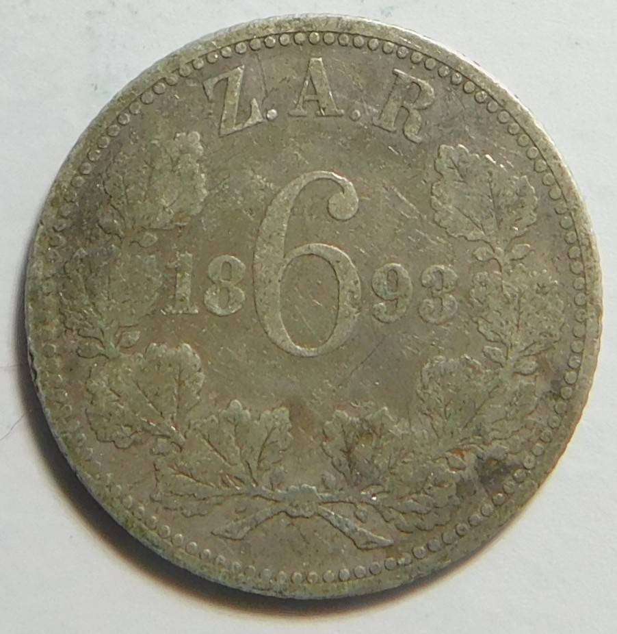 Paul Kruger ZAR Sixpence 1893