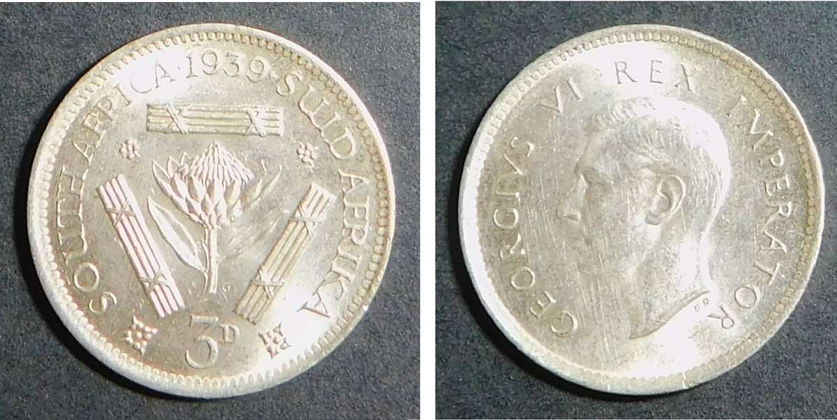 Union of SA: Silver 3-Pence 1939 (UNC)