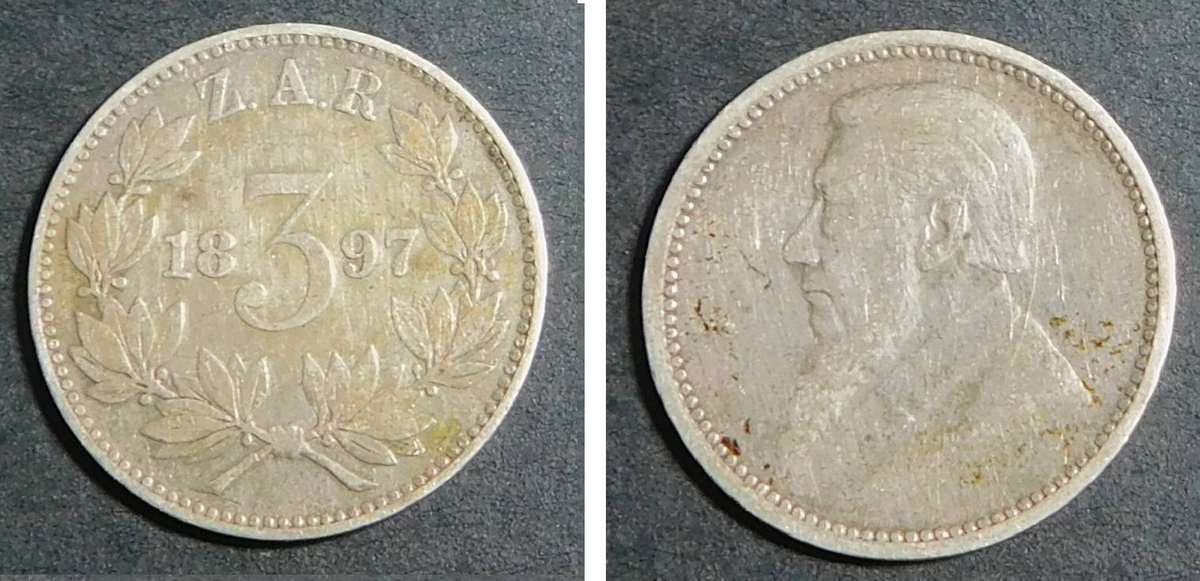 Paul Kruger ZAR: Silver 3-Pence 1897