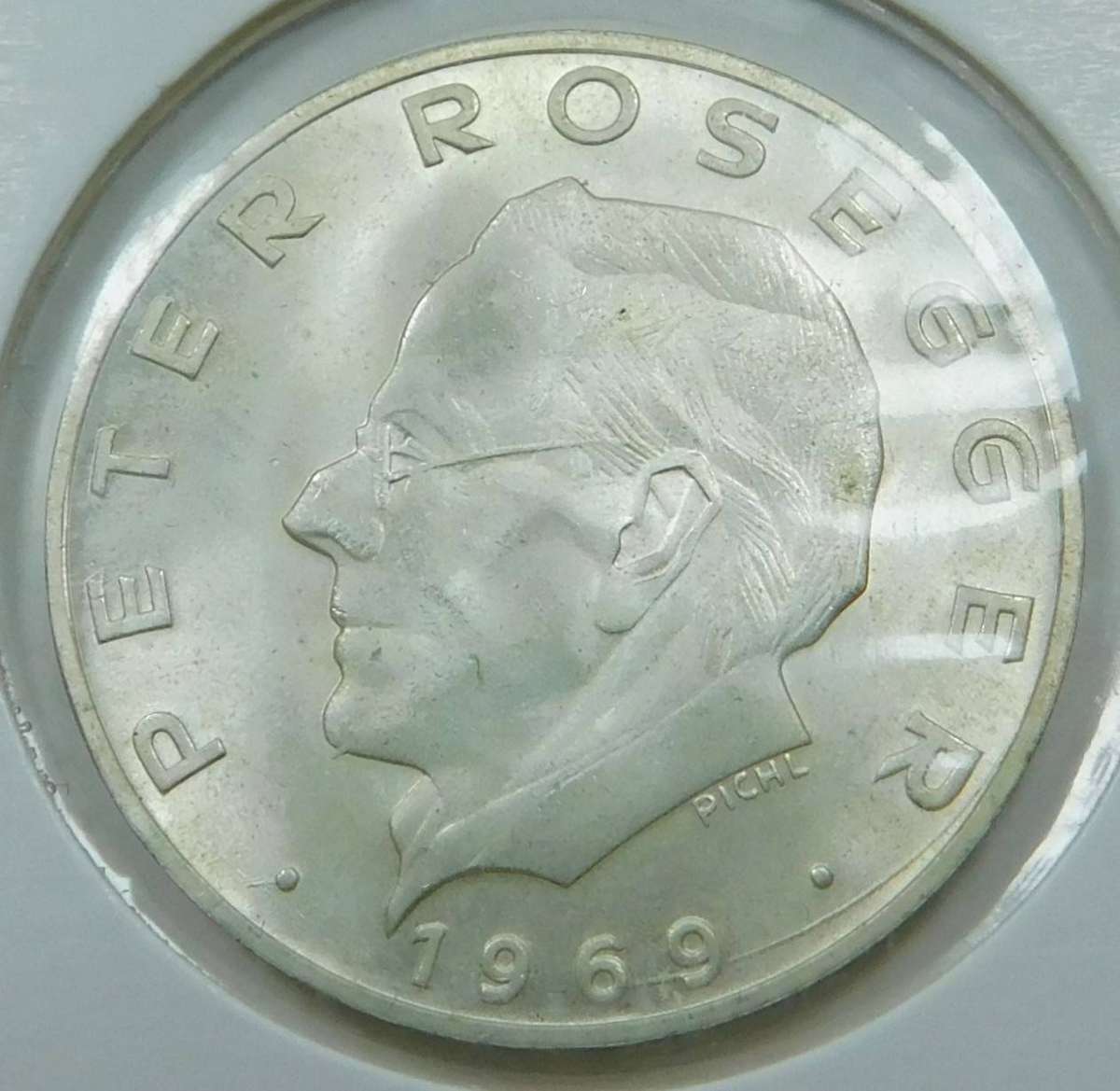 Austria: Silver 25-Schilling 1969 (Peter Rosseger)