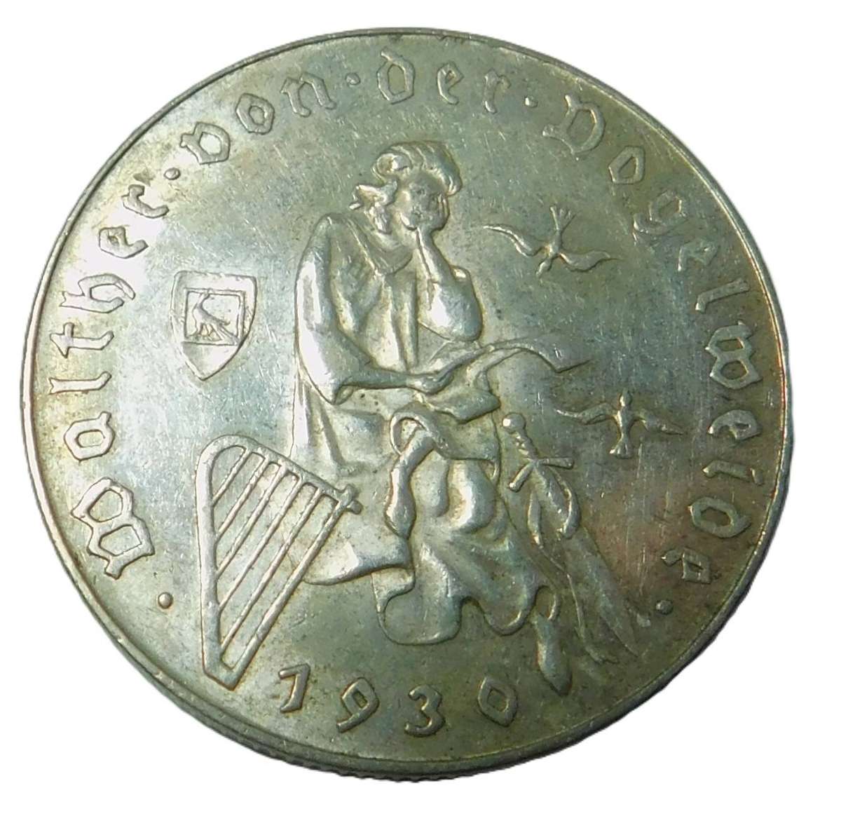 Austria Silver 2-Schilling 1930 (Walther von der Vogelweide)