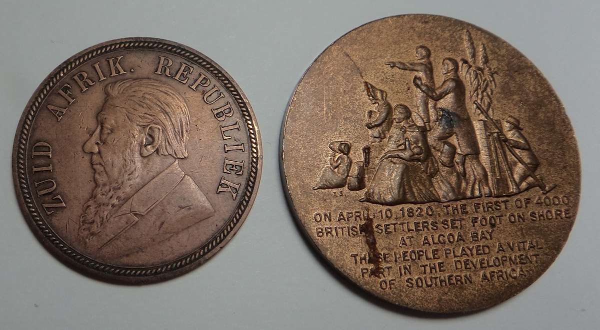 Paul Kruger ZAR Penny 1892 & British Settlers Medallion
