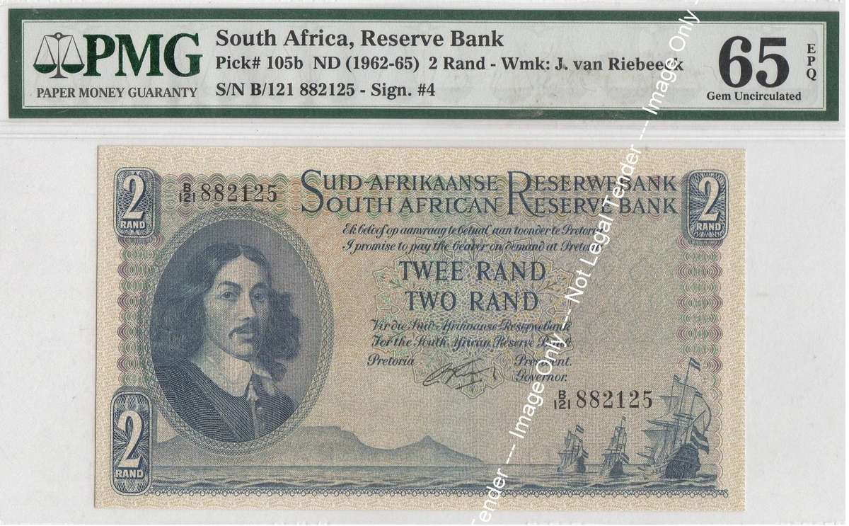 RSA Two Rand 1962: PMG  65 Gem Uncirculated